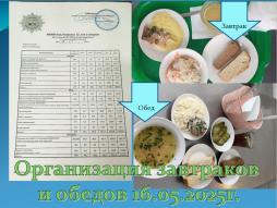 Организация завтраков 
и обедов 16.05.2025г.